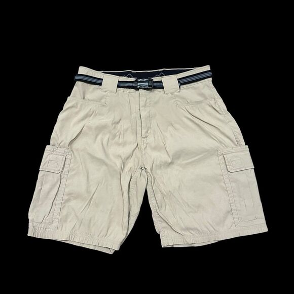 Eddie Bauer First Ascent Cargo Shorts Mens Size 36x9.5 Khaki Belted - Picture 1 of 6